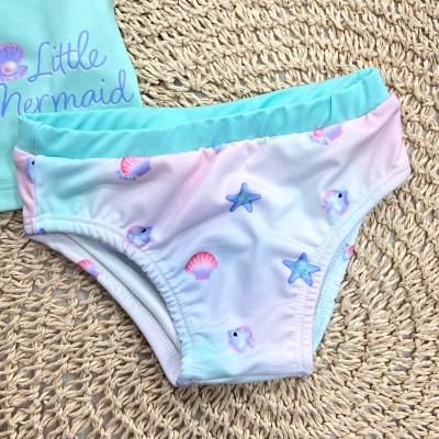 Linha Praia Blusa M/L e Calcinha Little Mermaid  - Verde Agua